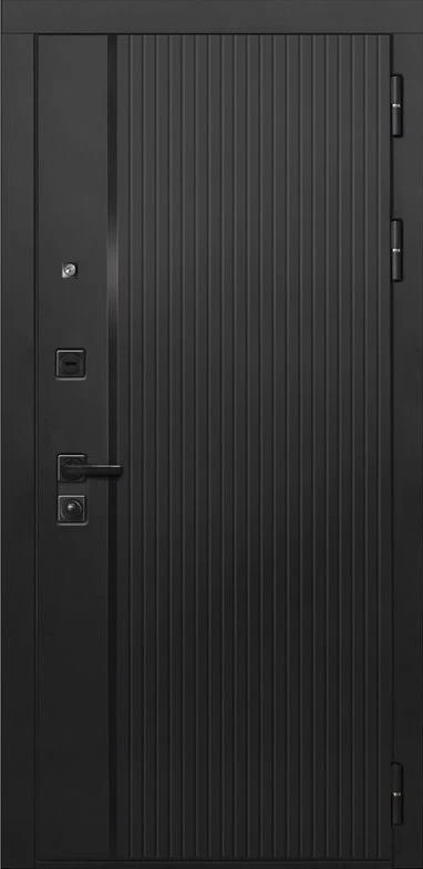 Входная дверь ДвериПРО L-45 Д-19 (16мм, Грецкий орех + черная патина винорит) DPRO195585 внешняя сторона